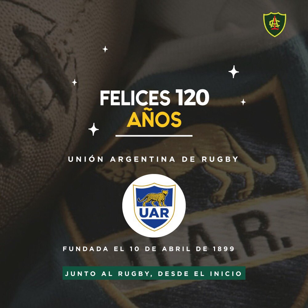 ¡Felices 120 años <a href="/unionargentina/">Unión Argentina de Rugby</a> !
Un especial saludo en este día de parte de toda la familia Tricolor.