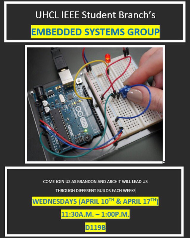 uhclieee's tweet photo. Join us today for our Embedded Systems Meeting in D119 at 11:30am! https://t.co/SUu7Ru0NDe