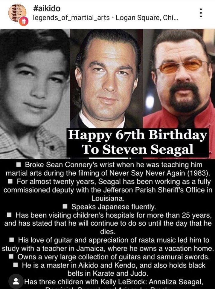 Happy 67th Birthday, Grandpa Steven Seagal.
Buat yang kenal dengan beliau, berarti kita udah sama2 tua. 