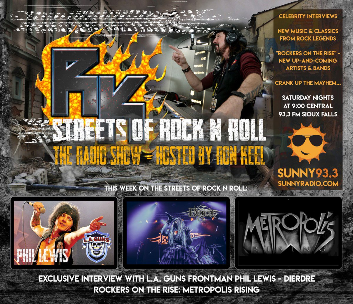 ronkeel's tweet photo. Take me to work with you today. MIDWEEK MAYHEM on the radio show at 10 AM Central/11 EST/8 Pacific only at https://t.co/UHuLIb3C4F / @NoizeRadio - this week, a great exclusive interview with @laguns frontman Philip Lewis, @dierdremusic &amp; more - Thanks for riding shotgun with me! https://t.co/Nd4SbTQJlI
