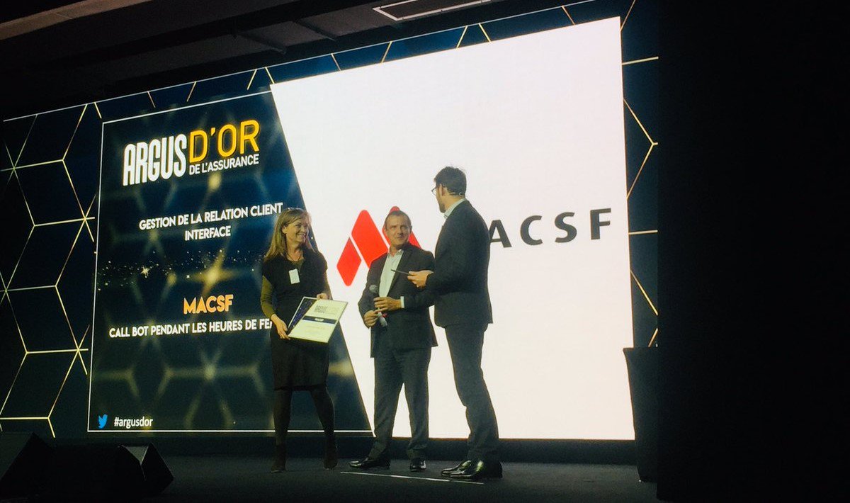 Félicitations à @Groupe_MACSF, qui a remporté l'Argus d'Or dans la catégorie Gestion de la Relation Client - Interface, grâce au Call-Bot "Marion", développé avec les équipes de <a href="/DoYouDreamUp/">Dydu</a> et d'<a href="/AlloMedia/">uh!ive</a> argusdelassurance.com/les-assureurs/… #argusdor #IA #Callbot #Voicebot