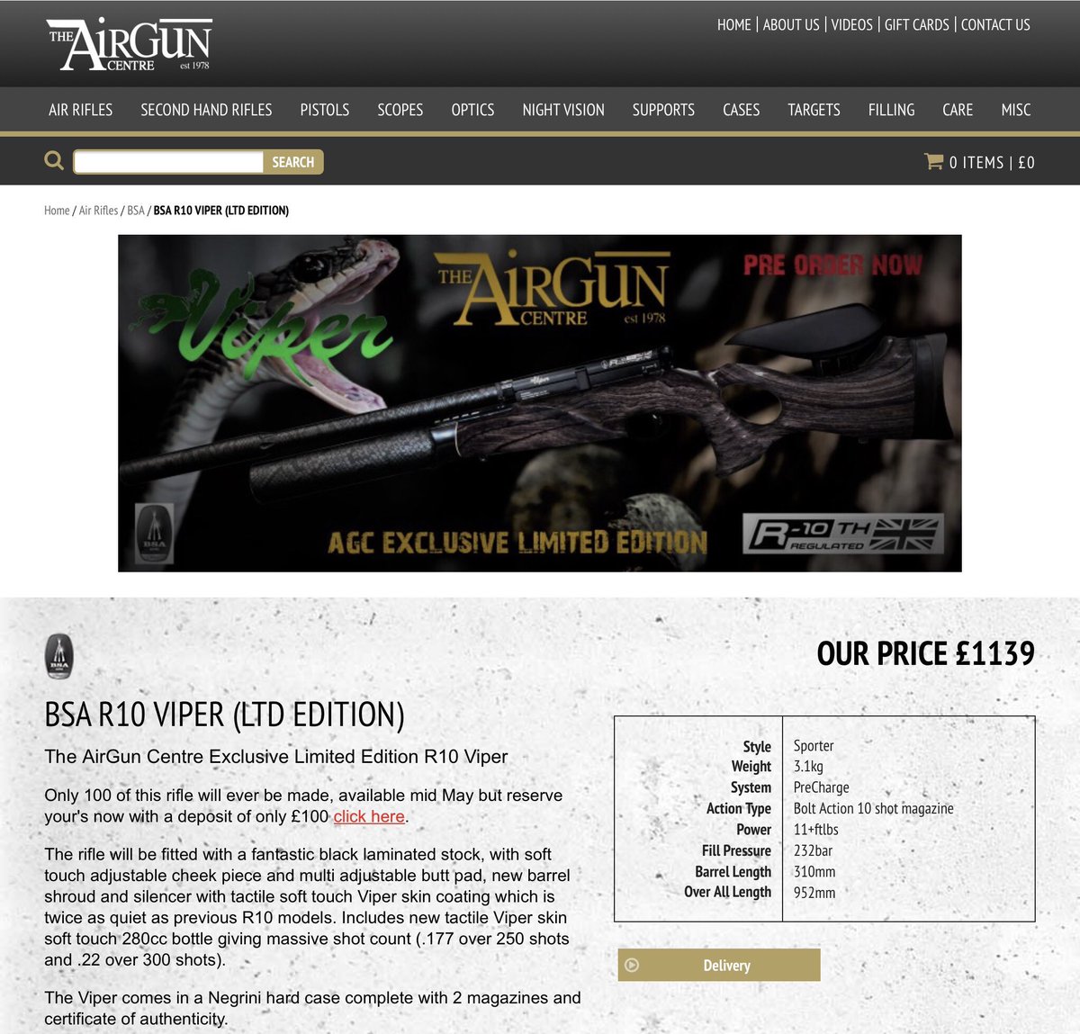 theairguncentre.com/bsa-r10-viper-… ALL NEW LTD EDITON VIPER BSA 😎 100 quid secures your legendary AGC BSA R10 LTD EDITION ♥️😉😜 TheAirgunCentre.com #airgun #hunt #hunter #hunting