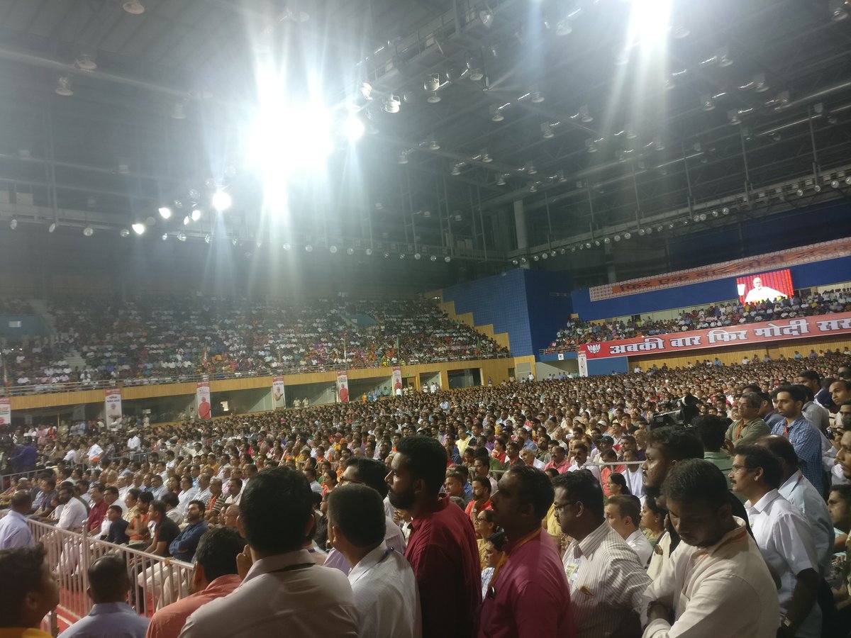 BJP4Goa's tweet photo. Massive gathering at Bambolim for Public Meeting of Prime Minister Shri @narendramodi. #ModiOnceMore #GoaWithModi https://t.co/f4FQ4JcAQP