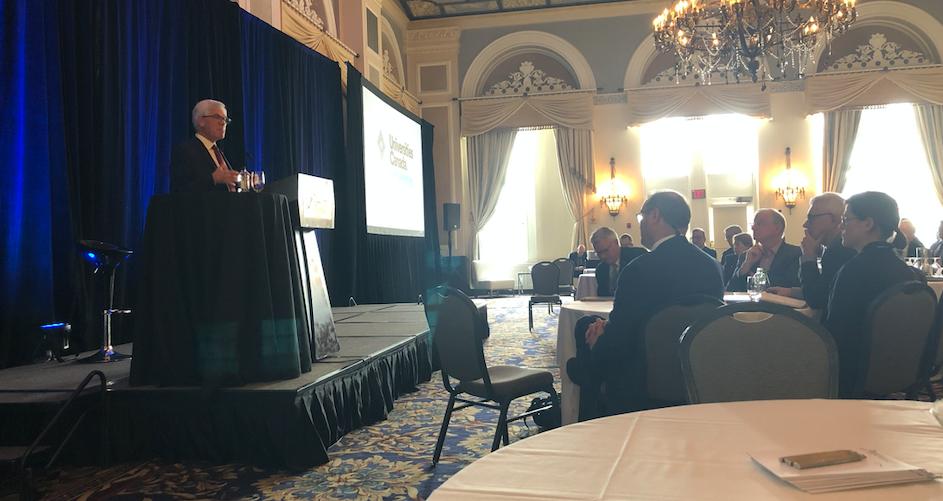 univcan's tweet photo. Very pleased to welcome Minister Jim Carr as our keynote speaker, discussing the importance of #GlobalEducation for diversifying Canada's trade relations and bringing new knowledge to Canada. #CdnPSE #GlobalEdCan https://t.co/cMdaQMSNMD