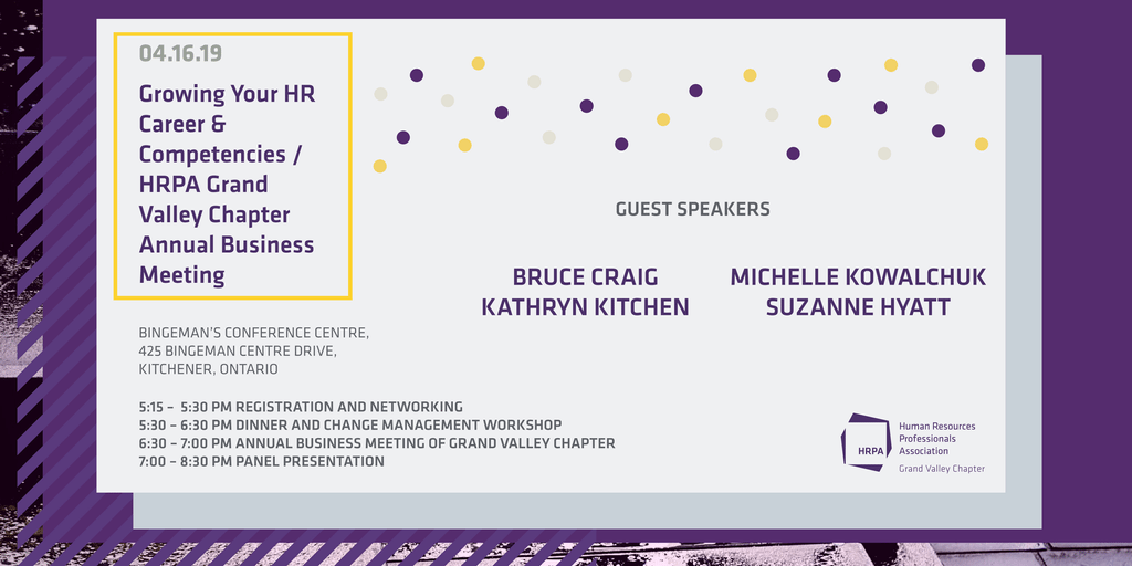 HRPA_Southwest's tweet photo. Jam packed night, full of excitement  for our #ABM. #ChangeManagement seminar, followed by our ABM, and then finishing up the night with our #SeniorHRpanel. Stay tuned for speaker spotlights over the next couple of days! https://t.co/yF1BMn0fuZ https://t.co/dm7PIFJwxB