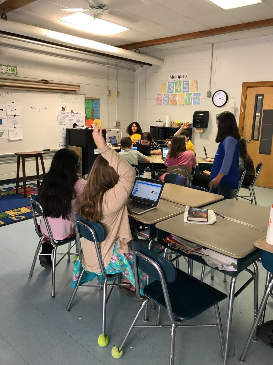 RoadenMC's tweet photo. Learning about coding through https://t.co/LIooG6cTrk, led by fourth and fifth graders @bethel_school ! @Mrs_Jarman @SukowAnne #codingforkids #Scratch #ilovemyjob #enrichment https://t.co/34psgKBSUt