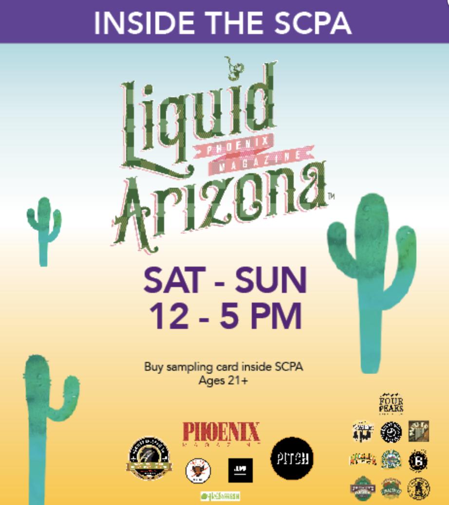 Check out Liquid Arizona presented by PHOENIX Magazine to sample local spirits and wines, plus food by Pitch Pizzeria. Food and spirits sample cards available for purchase at the event.
