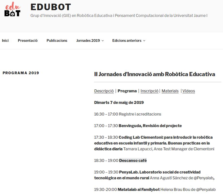juliopachecoa's tweet photo. Llegan las II Jornadas de Innovación con Robótica Educativa el GIE @edubot_UJI de @UJIuniversitat nos ofrece el siguiente programa. Tamara Lapucci @PenyaLab @emartinezch57 @pablorubma @EstherBorao @Robotica_rocio @EnricBernabe @nesmaba.
Inscripciones en: https://t.co/A52VUOoKk4 https://t.co/hMcXDfRbbe