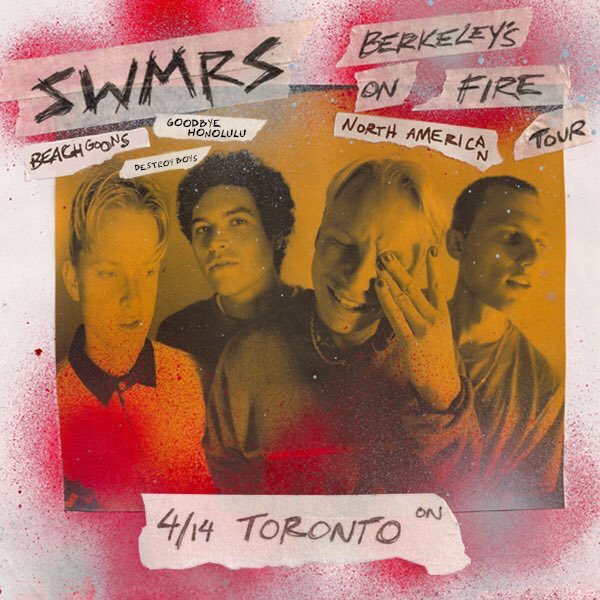 drummax's tweet photo. Uhoh!
@GoodbyeHonolulu is opening for our friggin’ dudes @swmrs in Toronto again🤪
+@destroyboysband & @beachgoons 😱
THIS SUNDAY AT @thephoenixtdot AND IT’S ALL AGES🤘
#Swmrs #DestroyBoys #BeachGoons #GoodbyeHonolulu #AllAges https://t.co/Hn23AFEfxm
