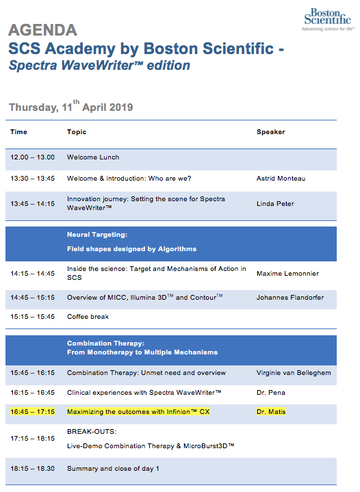 GeorgiosMatis's tweet photo. Excited to present my experience with #InfinionCX & #WaveWriter in the #SCS Academy by @BSC_Neuromod - #Paris 11.04.-12.04.19 - #neuromodulation #chronicpain #relief #education #hope #awarenessraising #technology @UKKoeln @VVV_Cologne @doctdeer @DrMarcRusso @PainSpecialistN https://t.co/vyzD3reGpv