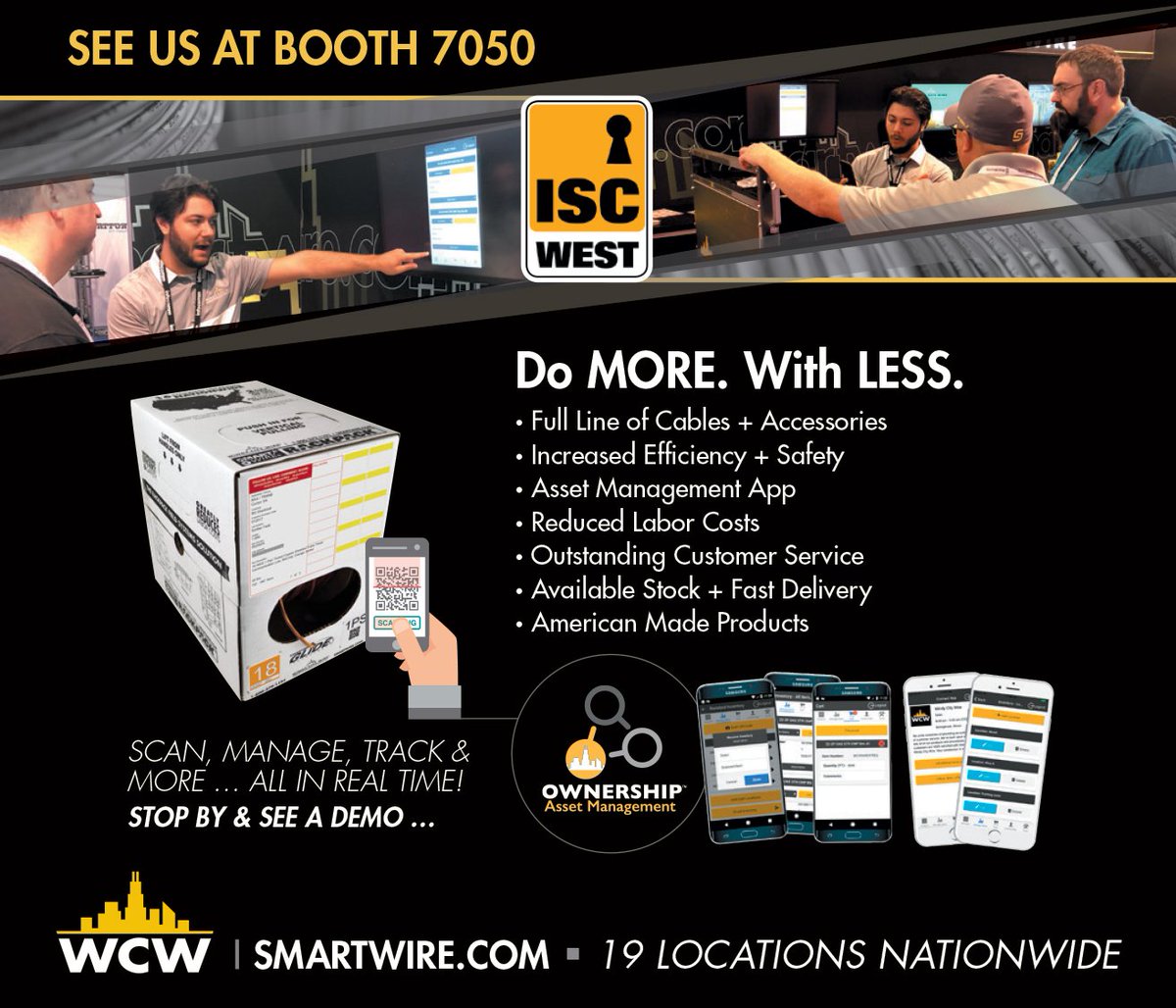 Stop by Booth #7050 to learn how our custom #app can help your team #DoMoreWithLess! Get a demo and download the #WindyCityWire App today: bit.ly/2jjLfIB

#ISCWest #SmarWire # LaborSavings