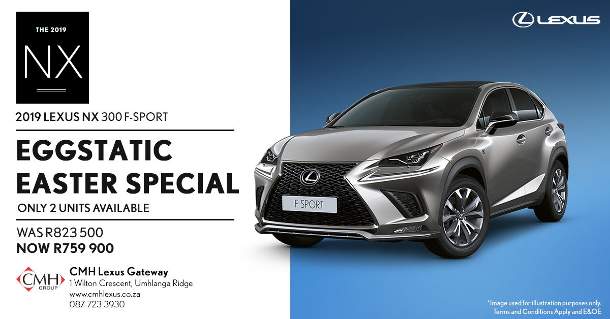 LexusGateway's tweet photo. Infinitely Majestic with a Sporty Panache!
Take advantage of our exclusive Easter Specials. 
Call us on 0877233930 or visit https://t.co/drTFtYiDF8 for more info.
#LexusGateway #CMHGroup #EasterSpecials https://t.co/U4KGkiUf7L