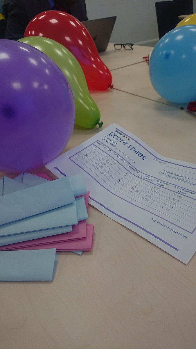 An extreme programming game at #NewtoOR <a href="/TheORSociety/">The OR Society</a>. Iteration 1, we learnt not to blow up balloons so big #pop