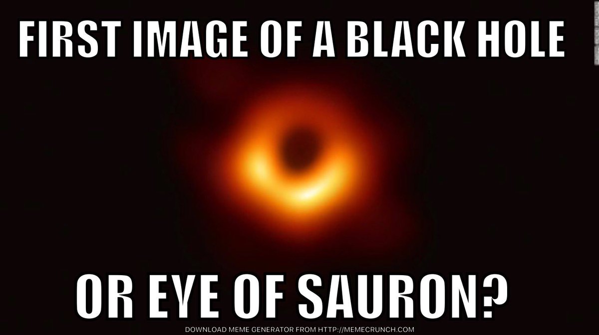 singingpadre's tweet photo. First image of black hole...eye of Sauron #lordoftherings #BlackHolePicture #eyeofsauron https://t.co/oai6Yd3fXi