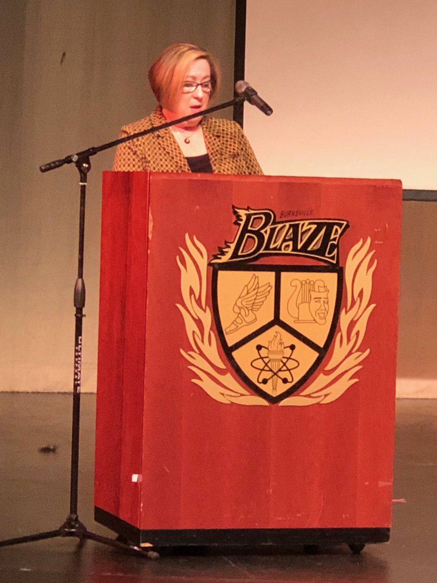 MayorEBKautz's tweet photo. Superintendent Cindy Amoroso delivering the State Of our ISD191 Schools. #ProudOfOurSchoolDistrict All students career ready. #VisionOne91. https://t.co/0mK1GS0Jhp