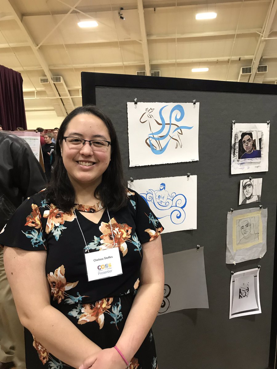 cord_CoSS's tweet photo. Chelsea Steffes created many screen prints (by hand!) for an art conference in Wyoming and we are lucky enough to see her work here at #coss2019 https://t.co/Ki5JO3MTNb