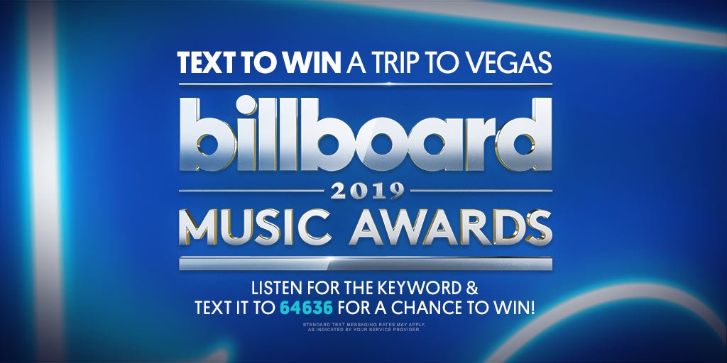 Kix96Savannah's tweet photo. The @BBMAs are live from #Vegas 5/1, 8/7c on @nbc ! Listen to #kix96 for the keyword to text in for a chance to win a trip to the show! #BBMAs #myradiostixtokix96 https://t.co/0yFJTb8qd7