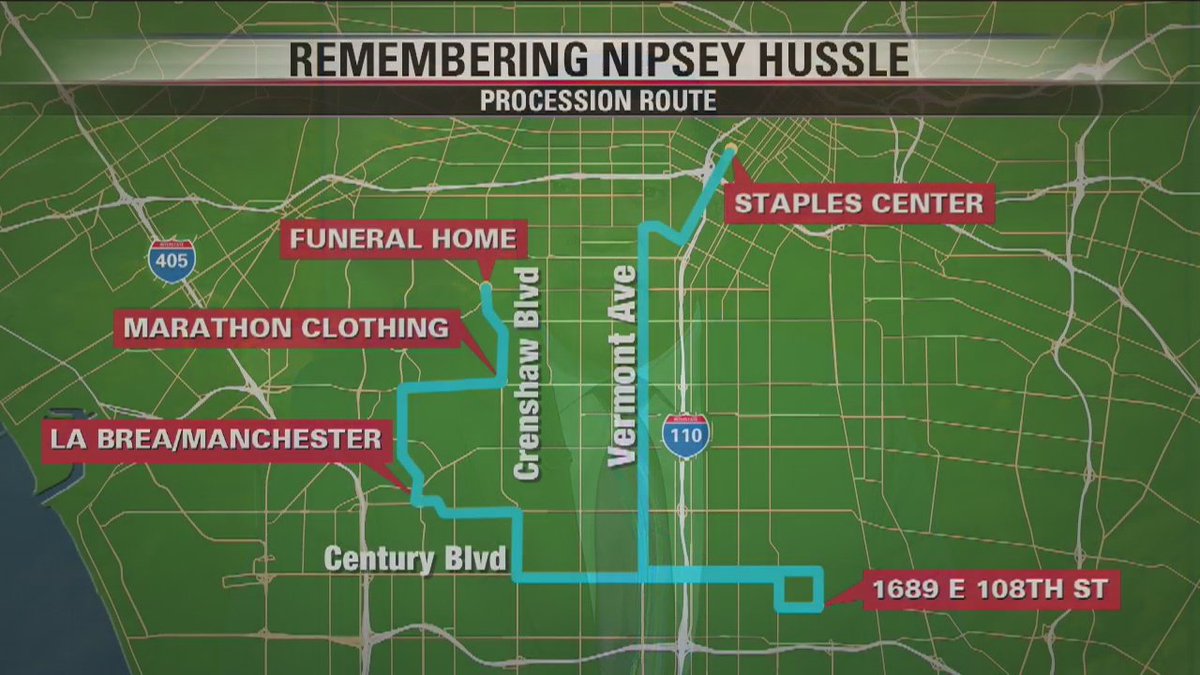 Nipsey Hussle funeral procession route.