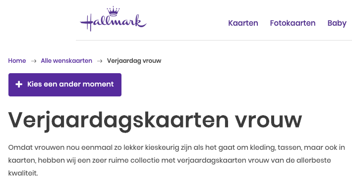 Charlotte_030's tweet photo. Eh, @HallmarkNL "Omdat vrouwen nou eenmaal zo lekker kieskeurig zijn als het gaat om kleding, tassen, maar ook in kaarten (...)"? Aanbod op man-vrouw/jongen-meisje kan ik volgen. Zo is onze maatschappij nu eenmaal nog ingericht. Maar deze copy?! Wait wut what? #alledaagsseksisme https://t.co/ZjxsmJaotI