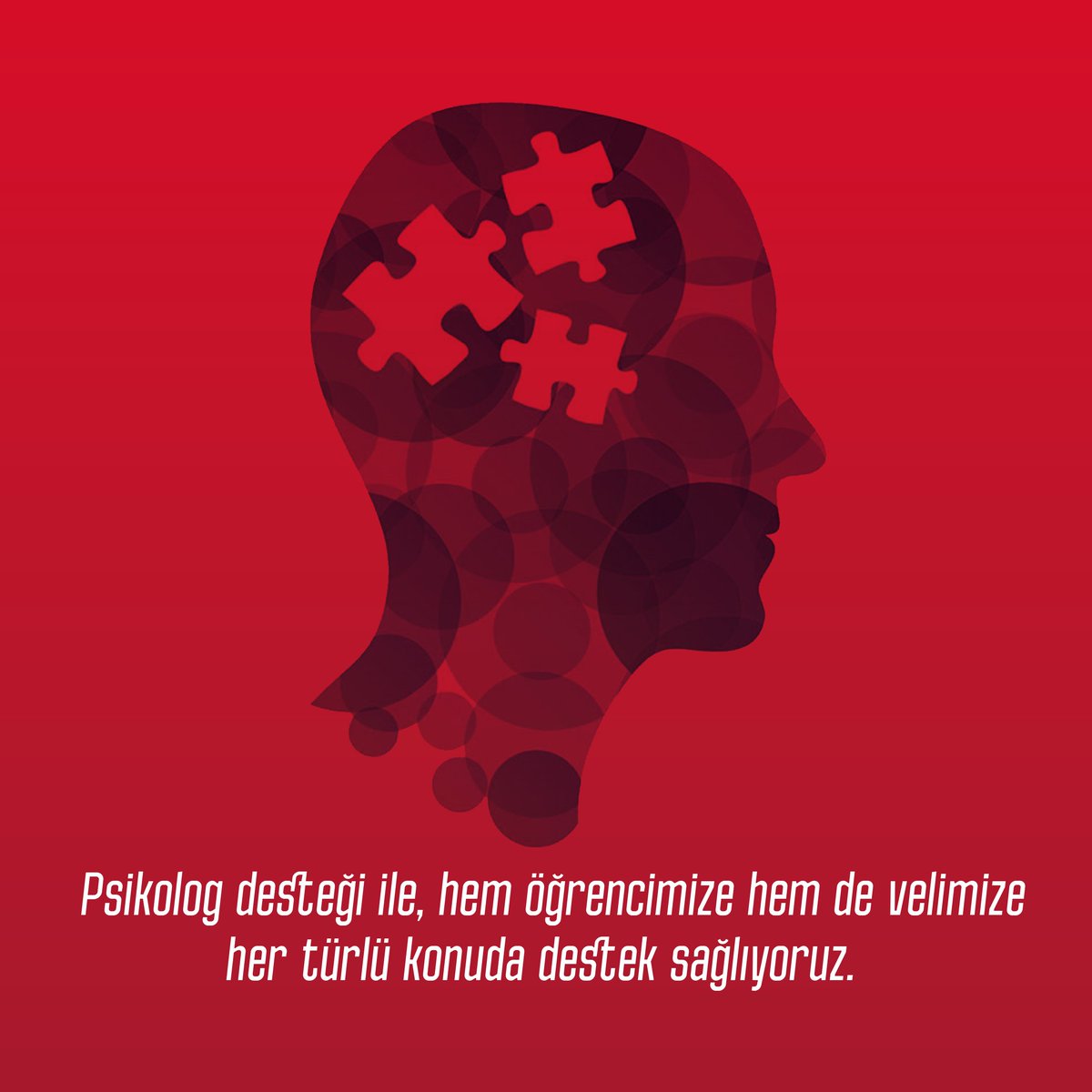 Psikolog desteği ile, hem öğrencimize hem de velimize her türlü konuda destek sağlıyoruz.