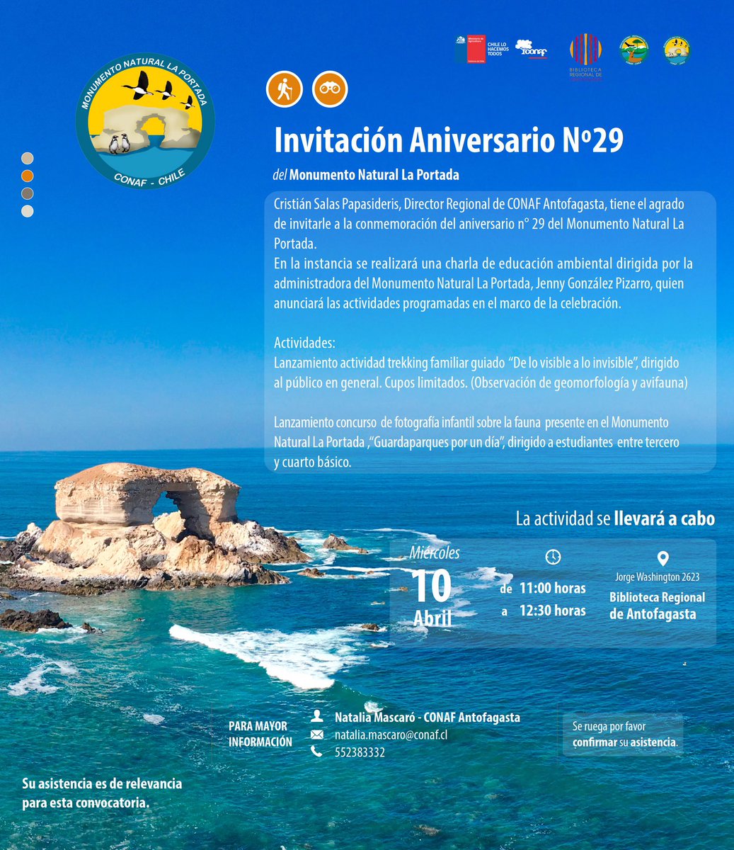 CONAFantof's tweet image. Los esperamos hoy a las 11:00 h en la biblioteca regional de #antofagasta