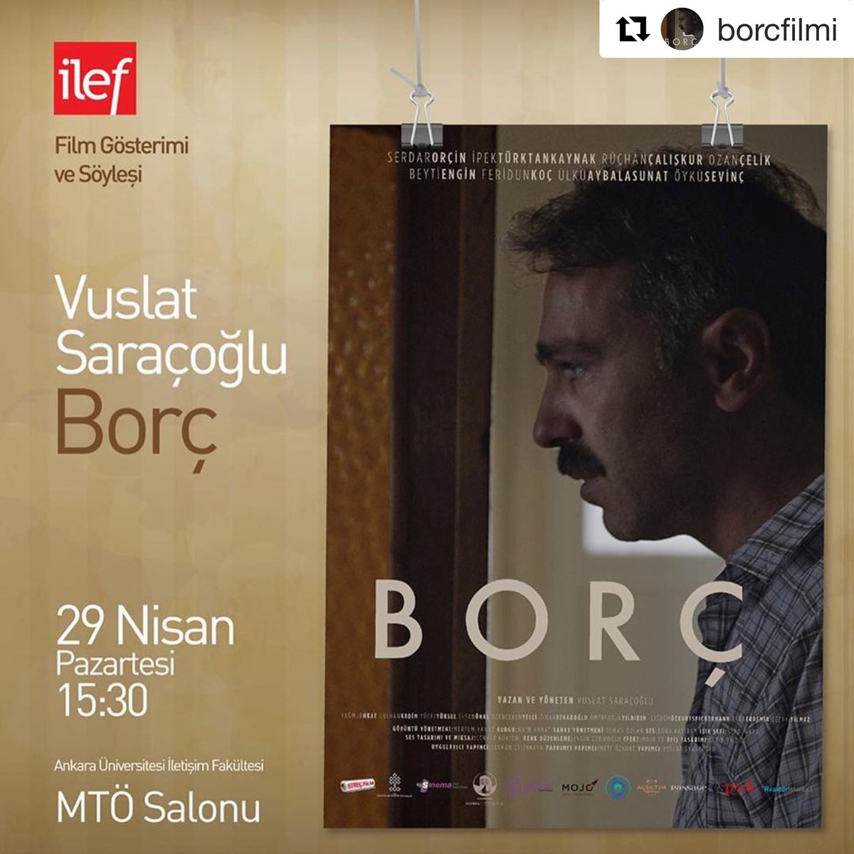 29 Nisan günü Ankara Üniversitesi İletişim Fakültesi'ndeyiz. <a href="/SerdarOrcin/">Serdar Orçin</a> <a href="/ipekturktan/">İpek Türktan Kaynak</a> <a href="/RUCHANCALISKUR/">Ruchan Calıskur D.V</a> <a href="/beytiengin/">Beyti Engin</a> <a href="/MeryemYavuz/">Meryem Yavuz</a> <a href="/naim_kanat/">Naim Kanat</a> <a href="/KoFeridun/">feridun koç</a> @UlkuAybalaSunat <a href="/borcfilmi/">borçfilmi</a> <a href="/cgdmspckrmnn/">cigdem spickermann</a> <a href="/bytarmete/">mete özkurt</a> <a href="/ihsanonal/">ihsan önal</a> <a href="/MehmetKekik/">Tarafından</a>