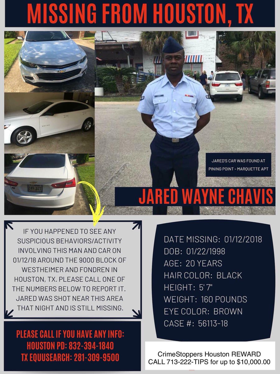 justiceforjared's tweet photo. Know where Jared is or know who did this?  Scared one of the FIVE are going to come for you?  Don’t be. Submit tips anonymously to @CrimeStopHOU to help get #justiceforjared and the $10k #reward with an arrest and conviction of who has done this OR location of Jared for recovery. https://t.co/k0wxBezNTN