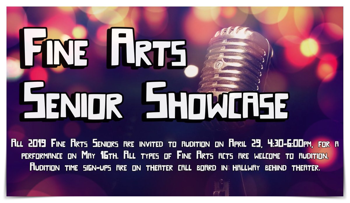 Akins HS Fine Arts Department (@akinshsfinearts) on Twitter photo Audition sign-ups are now on the call board behind the theater for all FAs Seniors. The 1st Annual Fine Arts Dept. Senior Showcase will be on 5/16. <a href="/AkinsEagleBand/">Akins Eagle Band</a> <a href="/AkinsStrings/">AkinsStrings</a> <a href="/ajttheatre/">Akins Journey Theatre</a> <a href="/DiamondDazzlers/">Akins Diamond Dazzler Varsity Dance Team</a> <a href="/AkinsJournalism/">The Eagle's Eye</a> <a href="/AkinsAISD/">Akins Early College High School</a> <a href="/akinschoir/">Akins Choir and Piano</a> <a href="/AkinsArtStudio/">Akins HS Art</a> @FineArtsAISD Audition sign-ups are now on the call board behind the theater for all FAs Seniors. The 1st Annual Fine Arts Dept. Senior Showcase will be on 5/16. <a href="/AkinsEagleBand/">Akins Eagle Band</a> <a href="/AkinsStrings/">AkinsStrings</a> <a href="/ajttheatre/">Akins Journey Theatre</a> <a href="/DiamondDazzlers/">Akins Diamond Dazzler Varsity Dance Team</a> <a href="/AkinsJournalism/">The Eagle's Eye</a> <a href="/AkinsAISD/">Akins Early College High School</a> <a href="/akinschoir/">Akins Choir and Piano</a> <a href="/AkinsArtStudio/">Akins HS Art</a> @FineArtsAISD