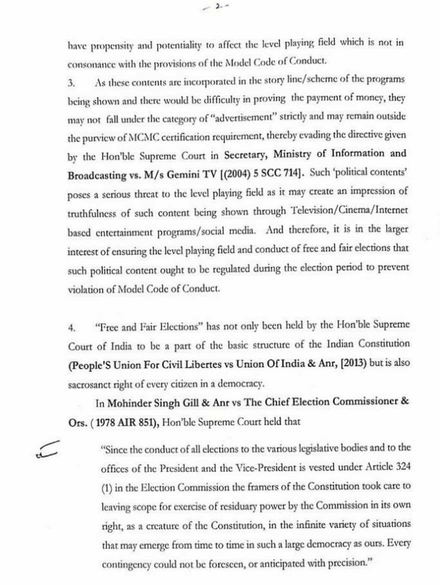 NetizenWeb's tweet photo. #ElectionCommission of India in exercise of power vested in it by virtue of Article 324 of the Constitution, bans release of biopic of Prime Minister #NarendraModi till Model Code of Conduct is in force. https://t.co/POpWDeipsl