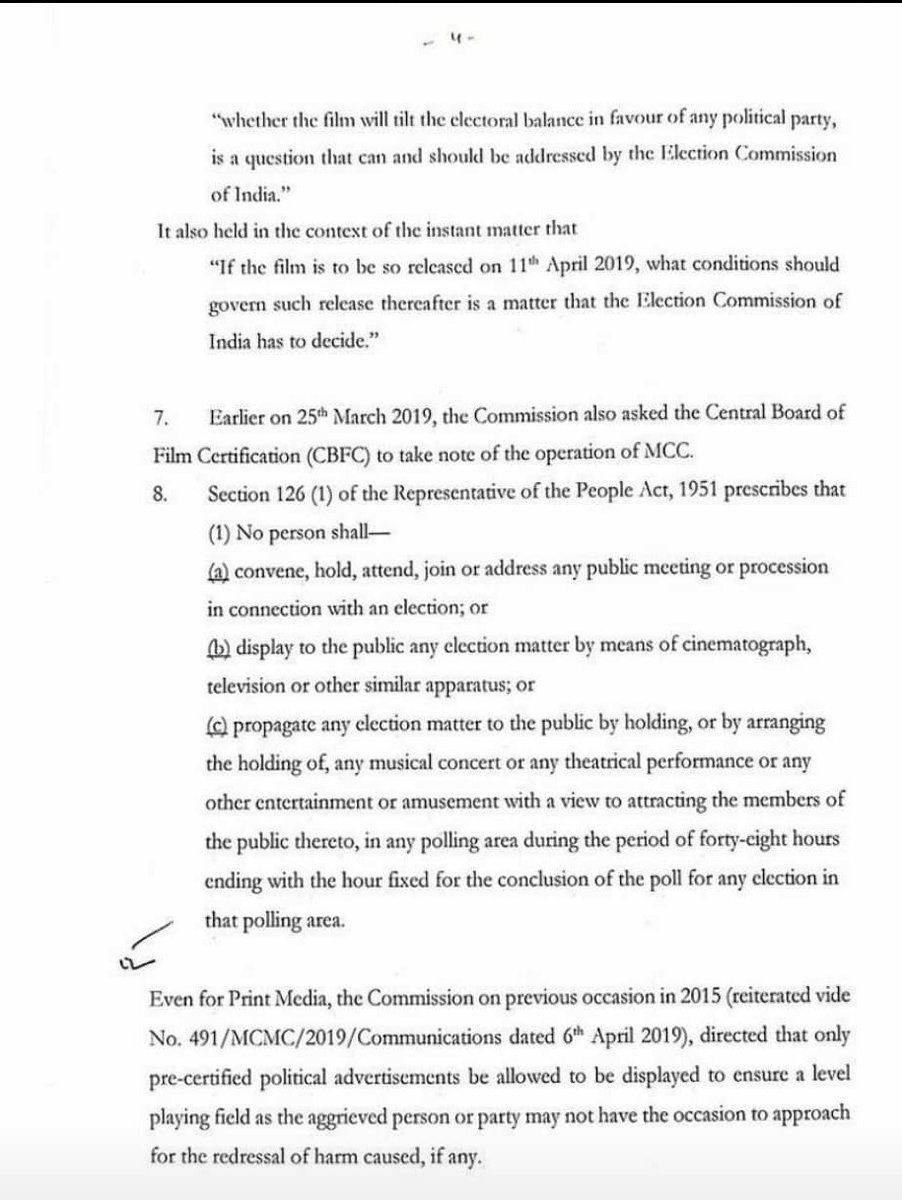 NetizenWeb's tweet photo. #ElectionCommission of India in exercise of power vested in it by virtue of Article 324 of the Constitution, bans release of biopic of Prime Minister #NarendraModi till Model Code of Conduct is in force. https://t.co/POpWDeipsl