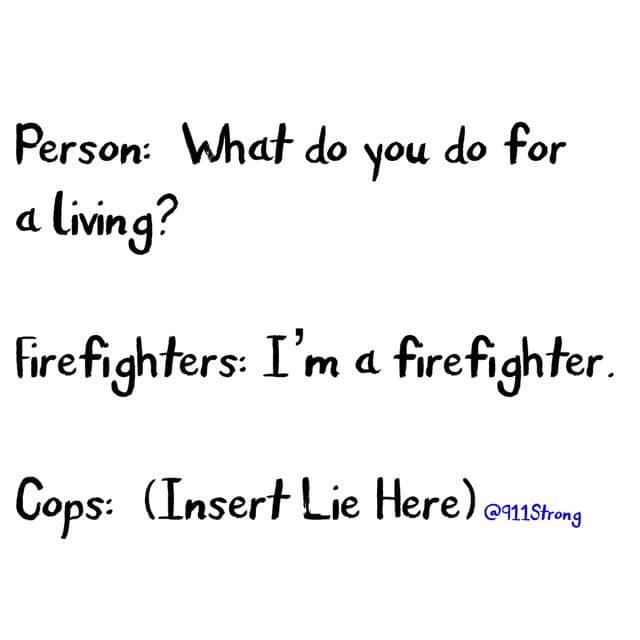 NampaPolice1's tweet photo. #psawednesday
There’s a list of subtle differences between us and our Fire Dept brothers-notably our sharing of our job title
We’re proud of our profession but the questions and stories can be taxing so..we fib #everybodylovesafirefighter #imamidairmisslerepairman #ihaveaquestion https://t.co/bc2UTMnsQp