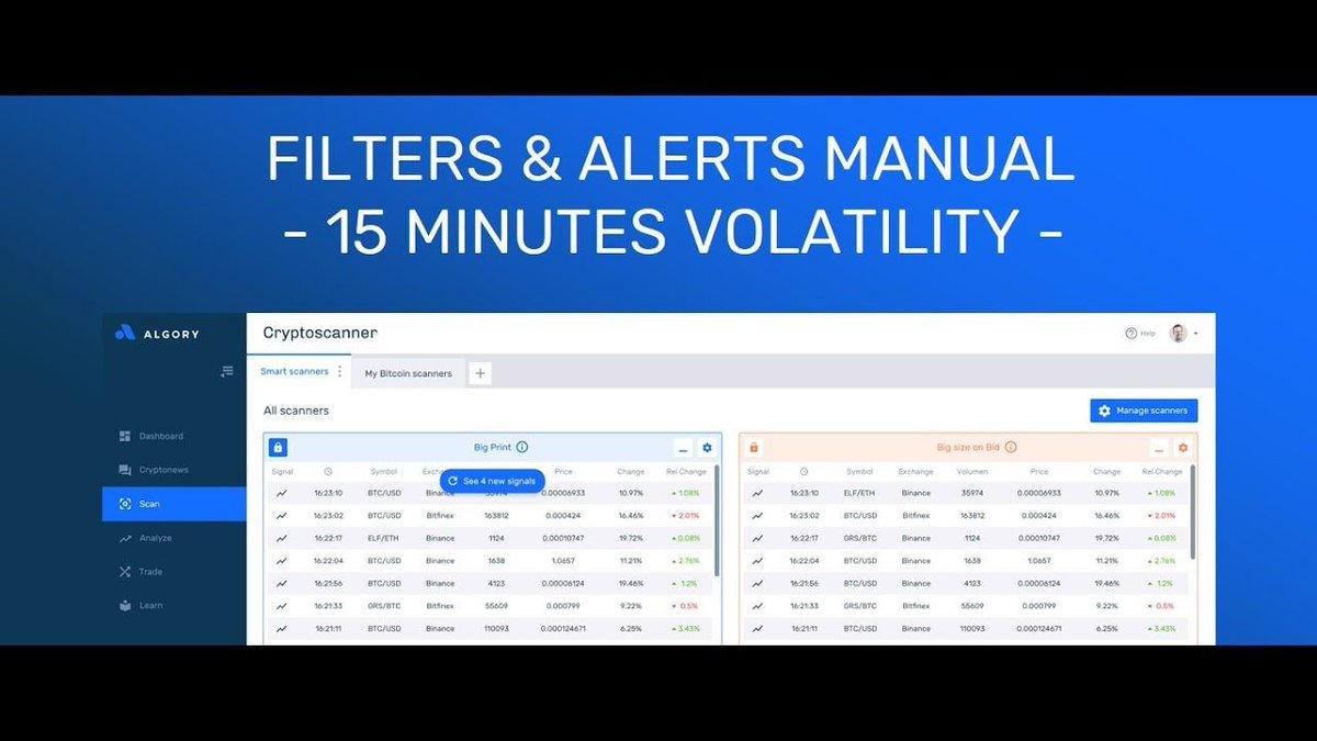 algoryapp's tweet image. How to use &quot;15 Minutes Volatility&quot; filter - Video turorial

youtu.be/1KUtBqOlTSY

You can set this filter when you are looking for cryptos with a sepcific price volatility in 15 min interval!

Check more: app.algory.io

#cryptoscanner #cryptocurrency #crypto #bitcoin