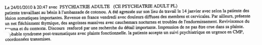 Suite à l’agression, je suis hospitalisée à Rennes, puis 6 semaines à Nantes. Je souffre d’un syndrôme post-traumatique aigu. Mais aussi de complications graves. Je dois réapprendre à marcher, à écrire.