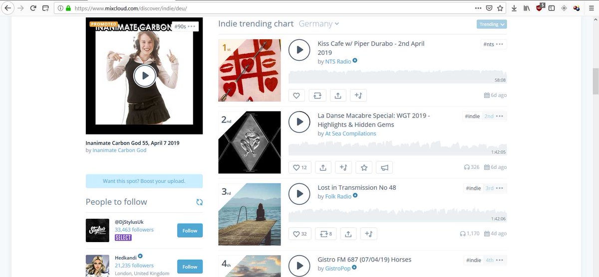 ASCompilations's tweet image. And #2 on Mixclouds Indie Charts for Germany! Thank you all for listening! &amp;lt;3 mixcloud.com/AtSeaCompilati… #wgt2019 #gothic