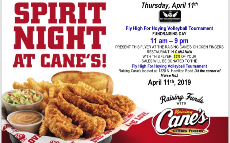 Don’t forget the Dine to Donate is TOMORROW @Raising_Canes! Go out and support!!! Please make sure you mention this flyer at the register so we can get a percentage of the sales :)