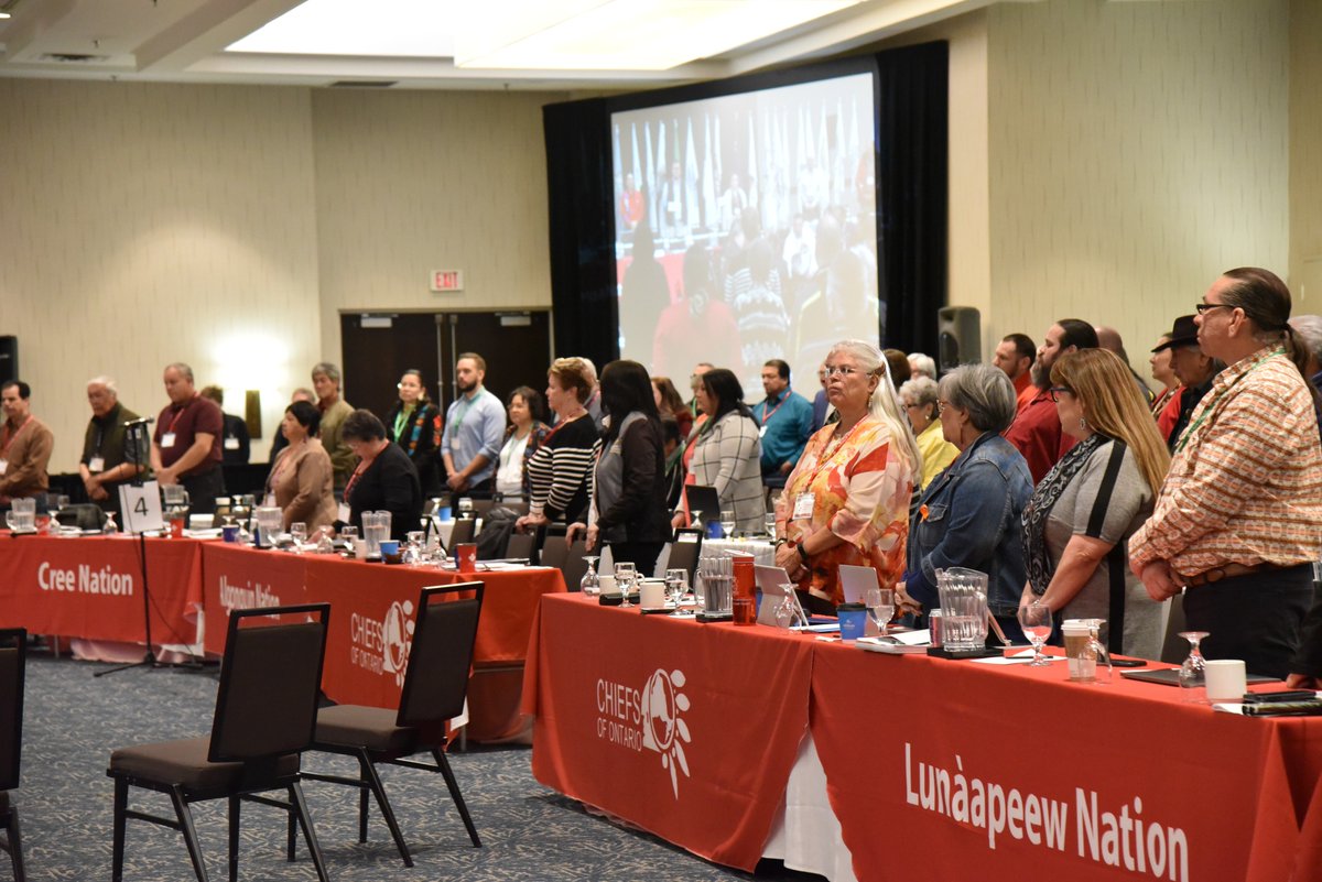ChiefsofOntario's tweet photo. #AllNations Drum Group performs an honoring song for the late Grandmother Water Walk, Josephine Mandamin with her daughter, Regina Mandamin providing remarks on her mother's remarkable journey at the #SpringSCA2019. Watch live here: https://t.co/ezPMqynLx3 https://t.co/QQacNOKBoK