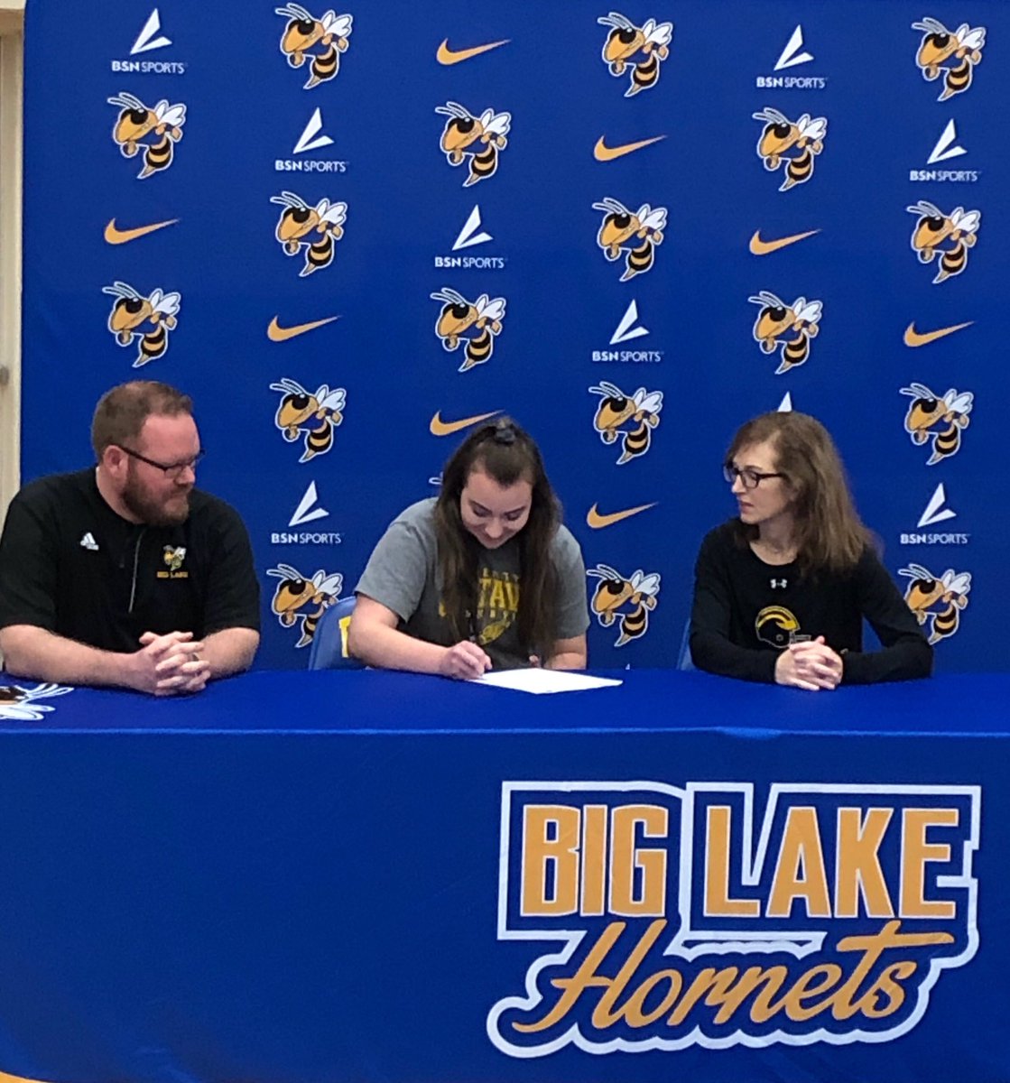 HornetTandF's tweet photo. Congrats to All-State thrower and school record holder in the shot put and discus, Annika Poe, on signing her national letter of intent with Gustavus @GustieTFXC  this morning.  Way to go Annika, we couldn’t be prouder! #gohornets https://t.co/F27LCKfCys
