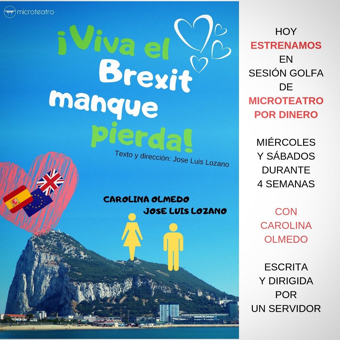 JoseLuisLozanoM's tweet photo. ¡¡Hoy estrenamos VIVA EL BREXIT MANQUE PIERDA!!

#micromanquepierda #actor #director #autor #writer #acting #microteatro #estreno #premiere #madrid #ocio #teatro #acting #theater #theatre #actorslife #actordealgeciras #Brexit #comedia #comedy #🎭 https://t.co/PtDKe8MiId