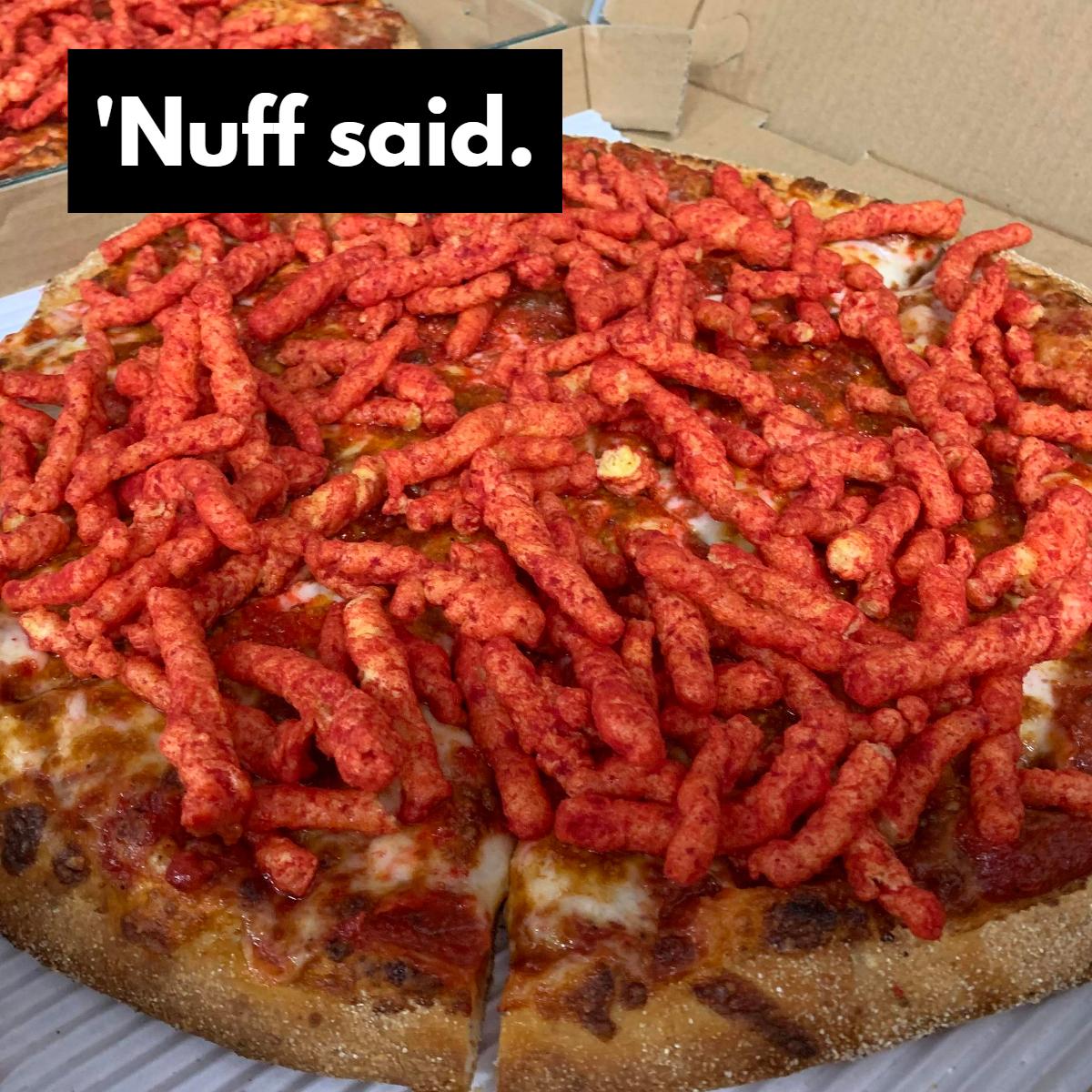 amecipizza's tweet photo. Spice up your life with our Flamin' Hot Cheetos Pizza! Can you take the heat? 🔥🔥🔥 #ameci #pizza #nom #hotcheetos https://t.co/mLG4o02WPY