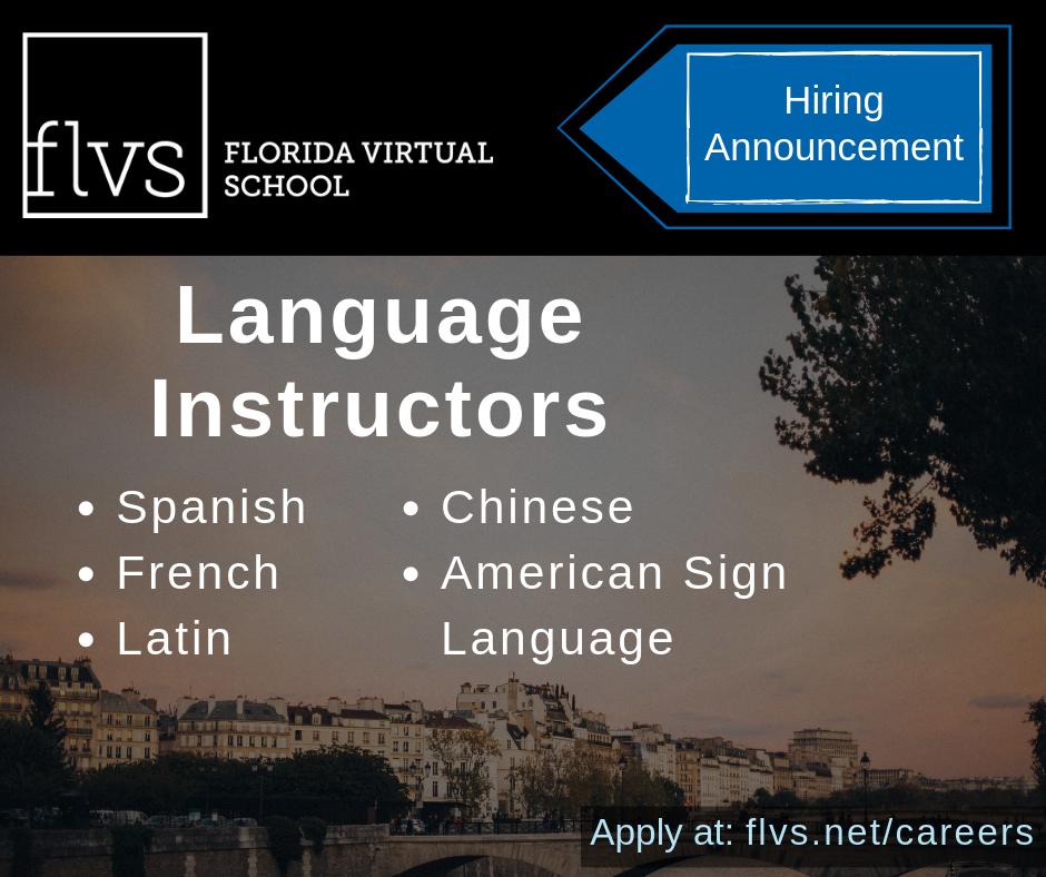 careersatflvs's tweet image. FLVS: where the student is the center of every decision we make!
We are seeking instructors for Spanish, French, Latin, Chinese, &amp;amp; American Sign Language :-)
Apply at flvs.net/careers
.
.
.
#teachatFLVS #languageinstructors