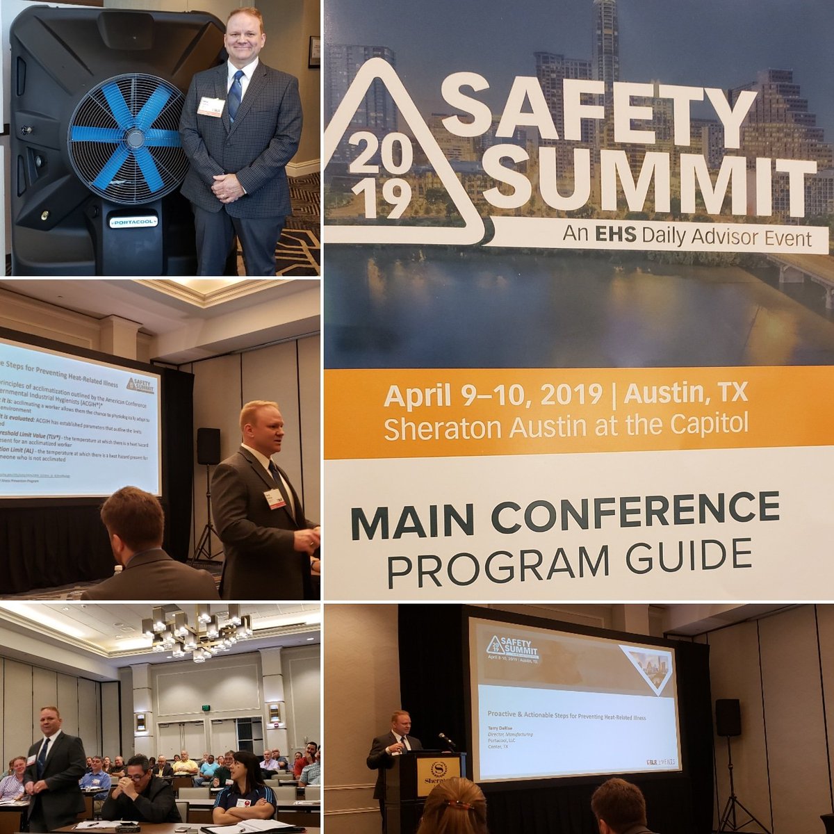 portacool's tweet photo. This morning, our Director of Manufacturing, Terry Derise, led a presentation on taking proactive steps to mitigate heat-related illness on the job at @EHSDailyAdv's #safetysummit. 
#heatsafety #beprepared #whencomfortcounts https://t.co/rzbviHUPKV
