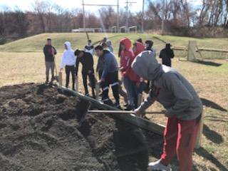 NRTechEd's tweet image. @NRTechEd, @NRRedRaider, students setting up the Mud run for @nrsportsday