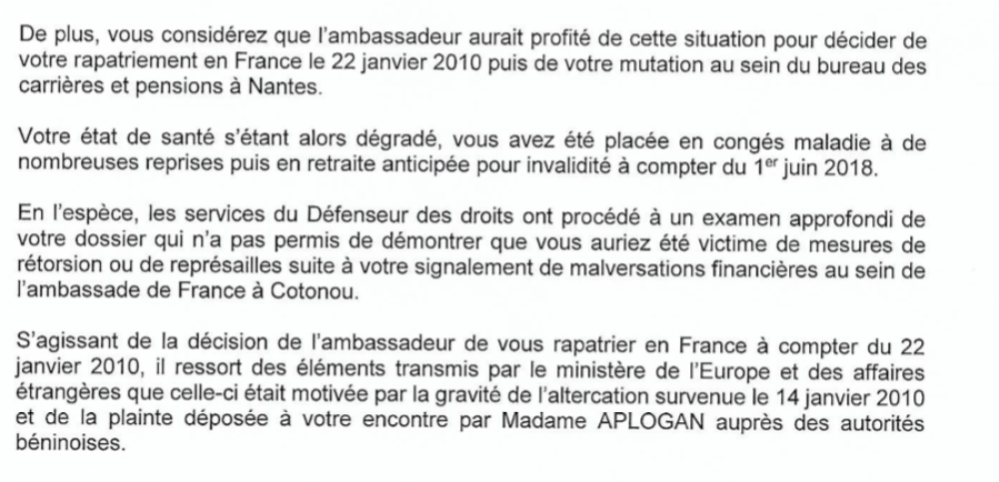 En 2016, je saisis Jacques Toubon, le Défenseur des droits.En 2018, Toubon me répond que “J’AURAIS” signalé des dysfonctionnement et que “une très violente altercation AURAIT eu lieu”...