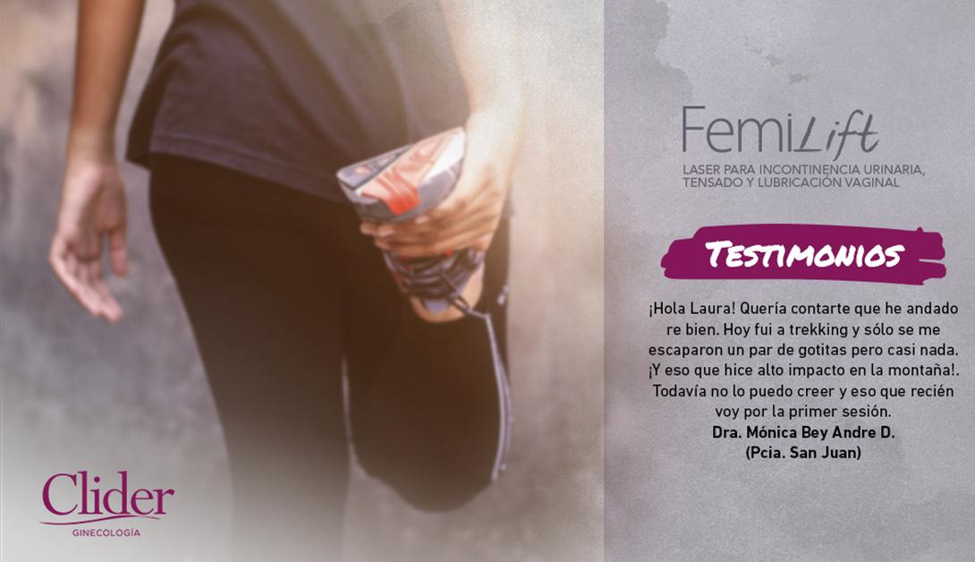 #Testimono #Femilift | Hola Laura! Quería contarte que he andado re bien. Hoy fui a trekking y sólo se me escaparon un par de gotitas pero casi nada ¡Y eso hice alto impacto en la montaña! Todavía no lo puedo creer y eso que recién voy por la primer sesión. Andre D. (San Juan)