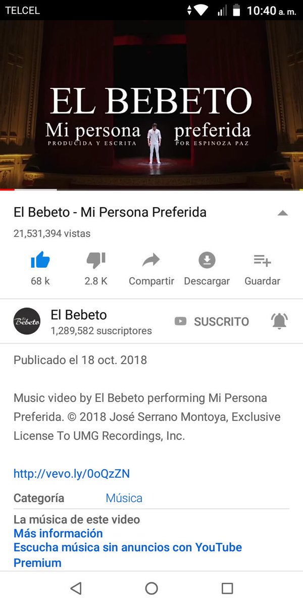 yam090891's tweet photo. Felicidades!!! Mi muñequito ya son 21,531,394 millones de visitas en  #MiPersonaPreferida  te lo mereces hermoso cada día son más visitas y a seguir apoyando @El_Bebeto por que es el mejor artista y persona se merece todos estos logros que has logrado es el número ☝👏👏🙌🙌 https://t.co/JwOgutKBNX
