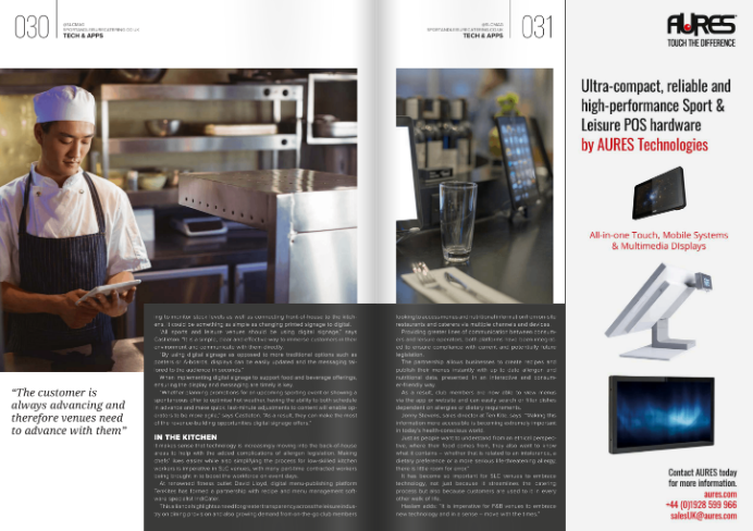 AURESGroupe's tweet image. @AURESGroupe appears in the « Talking Tech » feature in UK “Sports and Leisure Catering Magazine” flickread.com/edition/html/5…