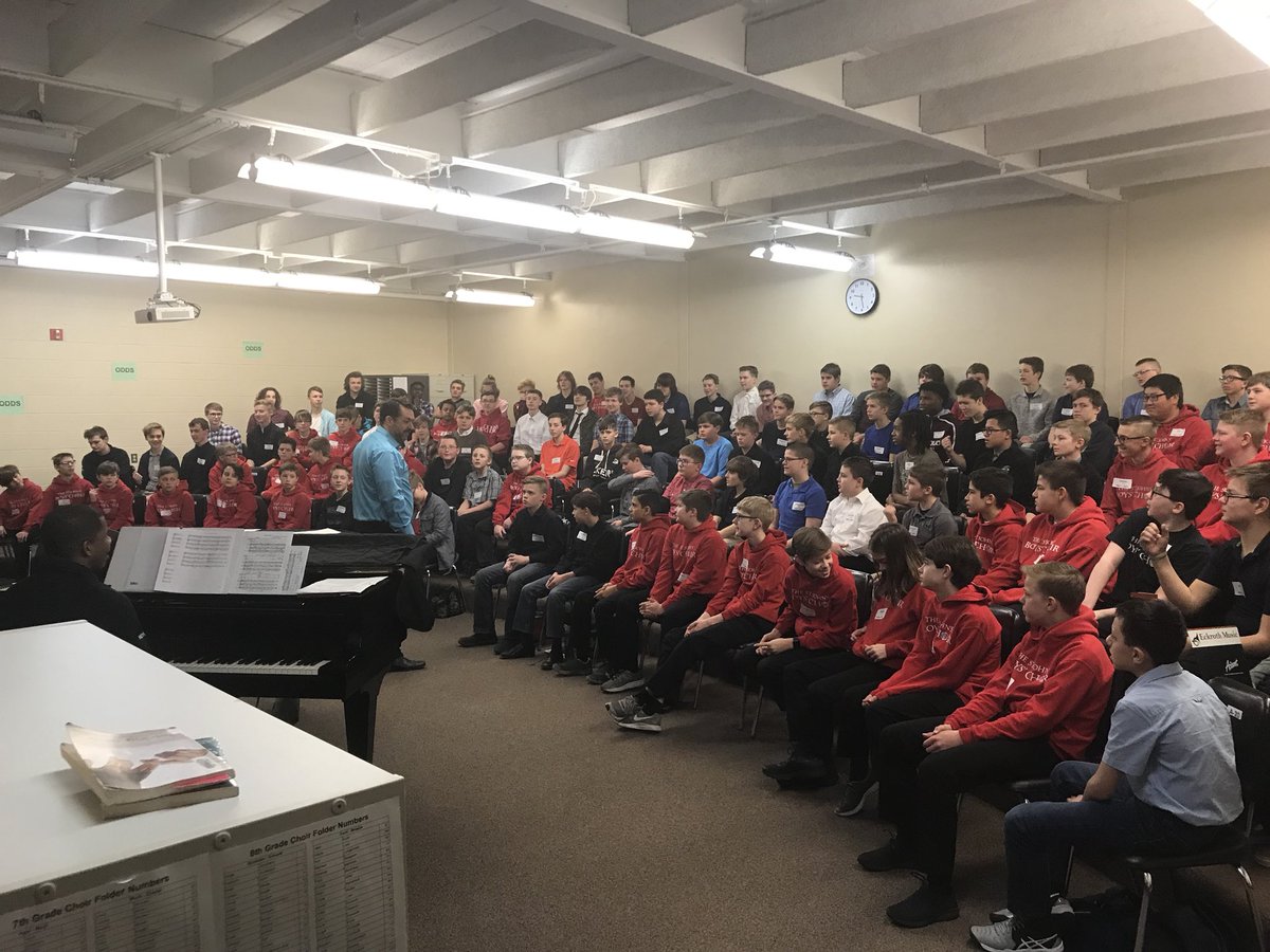 38rudy's tweet photo. We are so excited to host the #MenInTheMiddle boys choir festival at #SRRMS today! Over 120 young men from all parts of central MN are preparing together to perform for the public today at 4:00PM in the middle school CAC. Consider yourself invited! #EndlessTalent @isd47 https://t.co/tpcA4h9YbQ