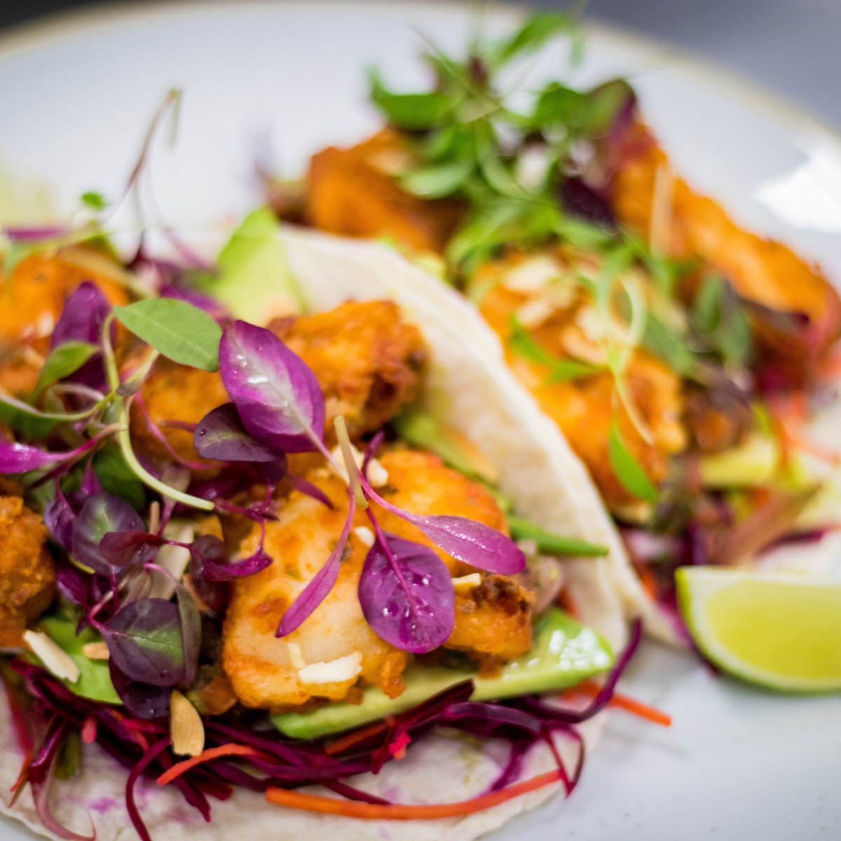 Cod taco, lime cabbage slaw, chipotle sour cream <a href="/foodatsky/">Tristian Harmsworth</a> <a href="/workforsky/">LifeAtSky</a> #lifeatsky