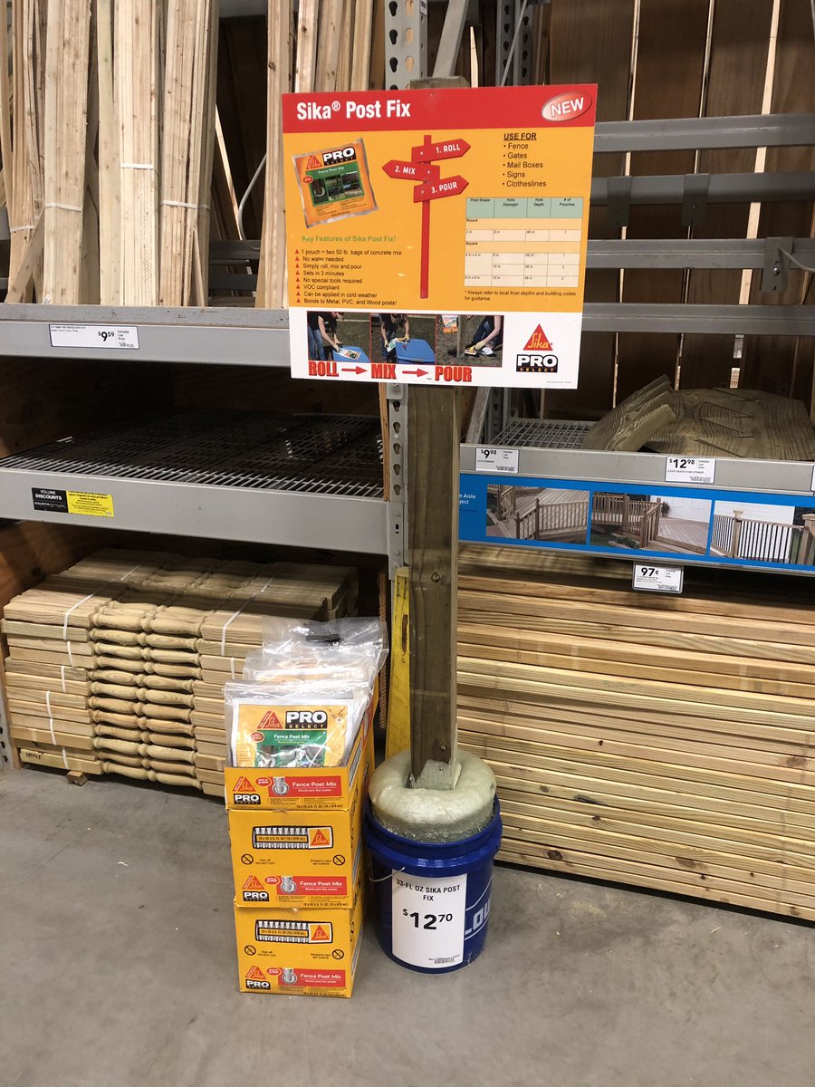 MarcusRutz's tweet photo. A Big @Sika thanks to Pro DH Mark @Lowes 2213 in Wadsworth OH for making this possible!!! #Sika #FencePostMix is now available. Great pk and demo with the store so check with the pro desk for details!!! #FixItOnce @Monica_Lindsey1 https://t.co/WFdINuMxyy