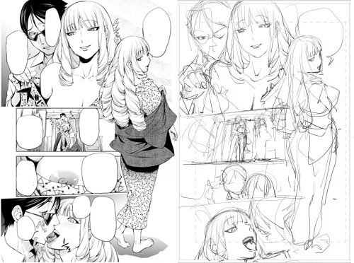 ラフと完成原稿。 